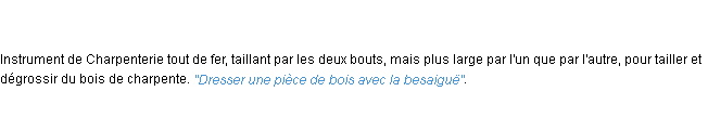 Définition besaiguë ACAD 1798