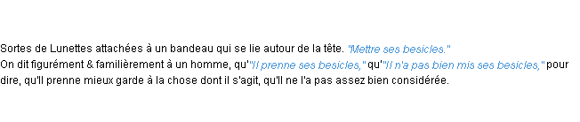 Définition besicles ACAD 1762