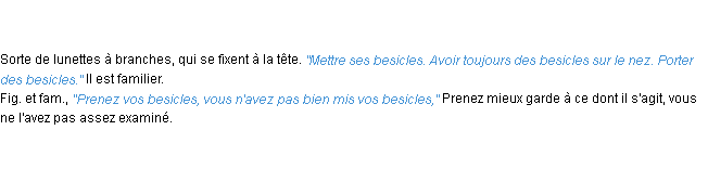 Définition besicles ACAD 1835