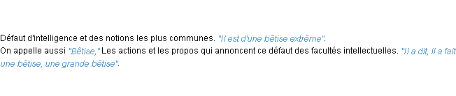 Définition bêtise ACAD 1798