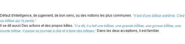 Définition bêtise ACAD 1835