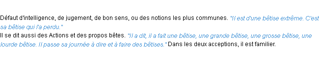 Définition bêtise ACAD 1932