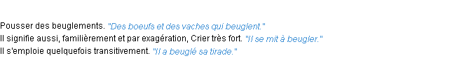 Définition beugler ACAD 1932