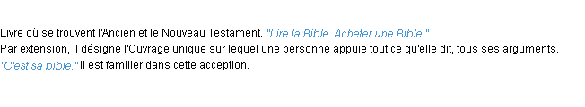 Définition bible ACAD 1932