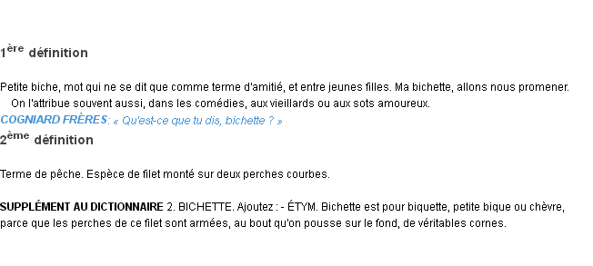 Définition bichette Emile Littré