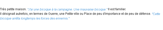 Définition bicoque ACAD 1932