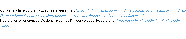 Définition bienfaisant ACAD 1932