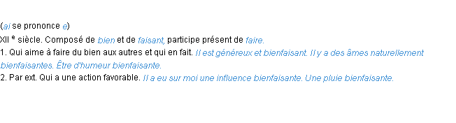 Définition bienfaisant ACAD 1986