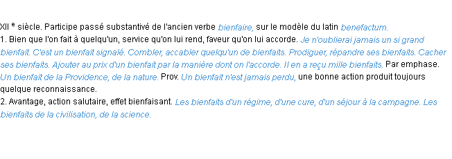 Définition bienfait ACAD 1986