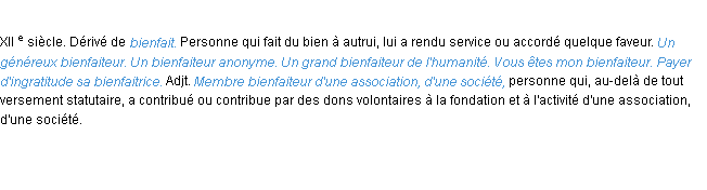 Définition bienfaiteur ACAD 1986