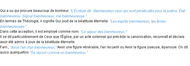 Définition bienheureux ACAD 1932