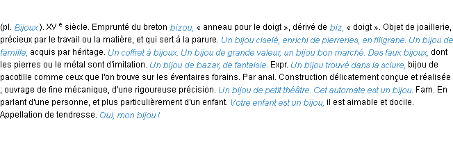 Définition bijou ACAD 1986