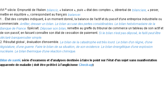 Définition bilan ACAD 1986