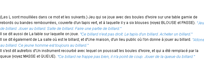 Définition billard ACAD 1835