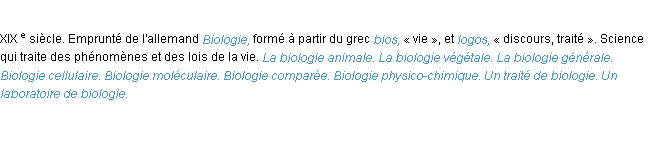 Définition biologie ACAD 1986