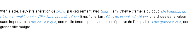 Définition bique ACAD 1986