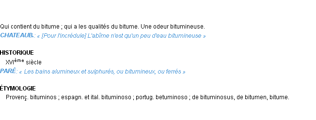 Définition bitumineux Emile Littré