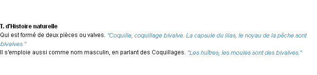 Définition bivalve ACAD 1932