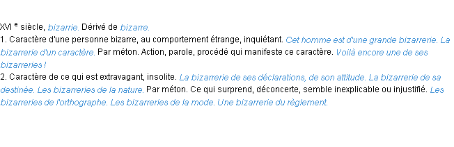 Définition bizarrerie ACAD 1986