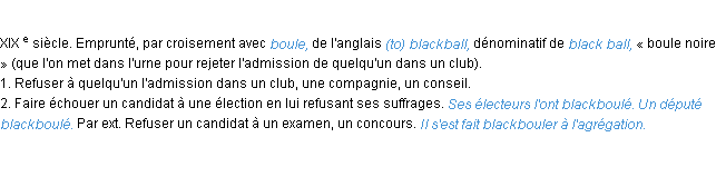 Définition blackbouler ACAD 1986