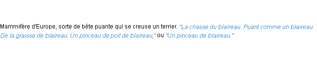 Définition blaireau ACAD 1835