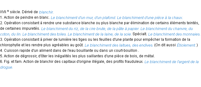 Définition blanchiment ACAD 1986