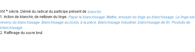 Définition blanchissage ACAD 1986