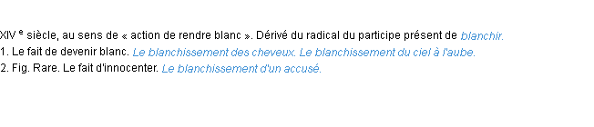 Définition blanchissement ACAD 1986