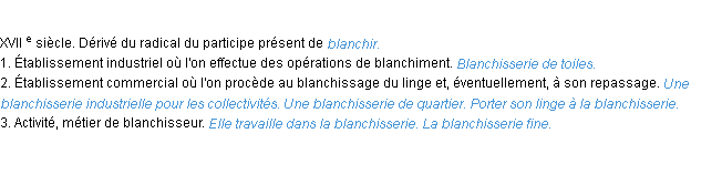 Définition blanchisserie ACAD 1986