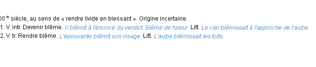 Définition blêmir ACAD 1986
