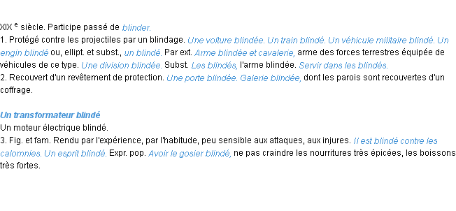 Définition blindé ACAD 1986
