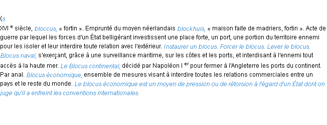 Définition blocus ACAD 1986