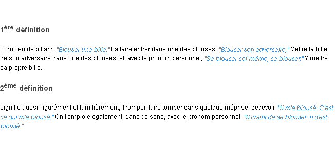 Définition blouser ACAD 1835
