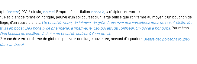 Définition bocal ACAD 1986