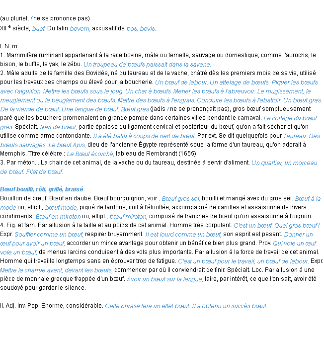 Définition boeuf ACAD 1986