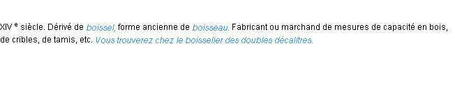 Définition boisselier ACAD 1986