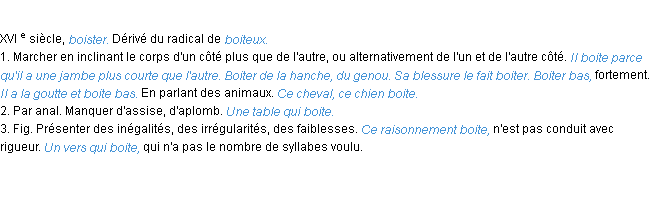 Définition boiter ACAD 1986