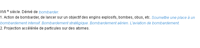 Définition bombardement ACAD 1986