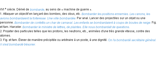 Définition bombarder ACAD 1986