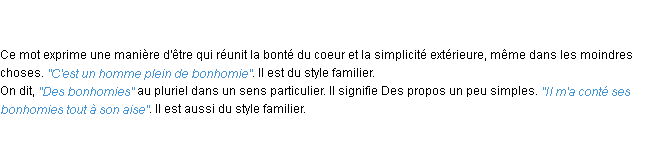 Définition bonhomie ACAD 1798