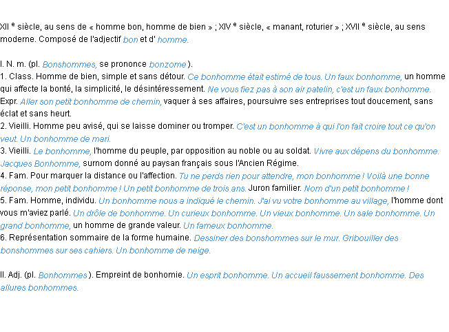 Définition bonhomme ACAD 1986