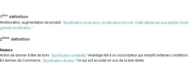 Définition bonification ACAD 1932