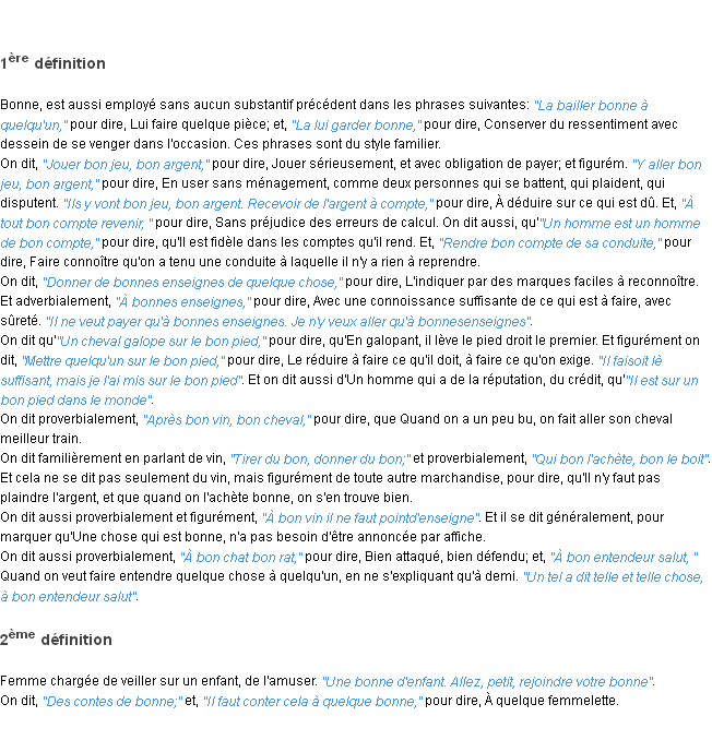 Définition bonne ACAD 1798