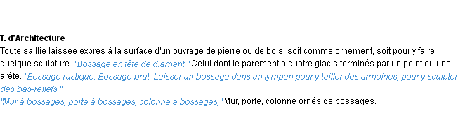 Définition bossage ACAD 1932