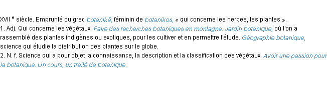 Définition botanique ACAD 1986