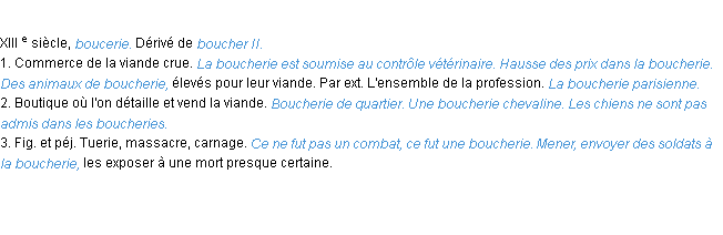 Définition boucherie ACAD 1986