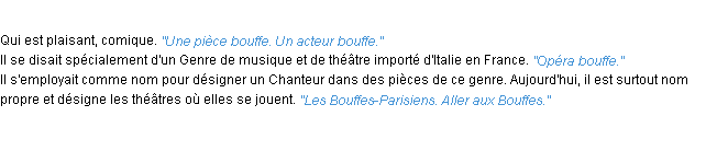 Définition bouffe ACAD 1932