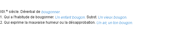 Définition bougon ACAD 1986