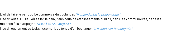 Définition boulangerie ACAD 1835