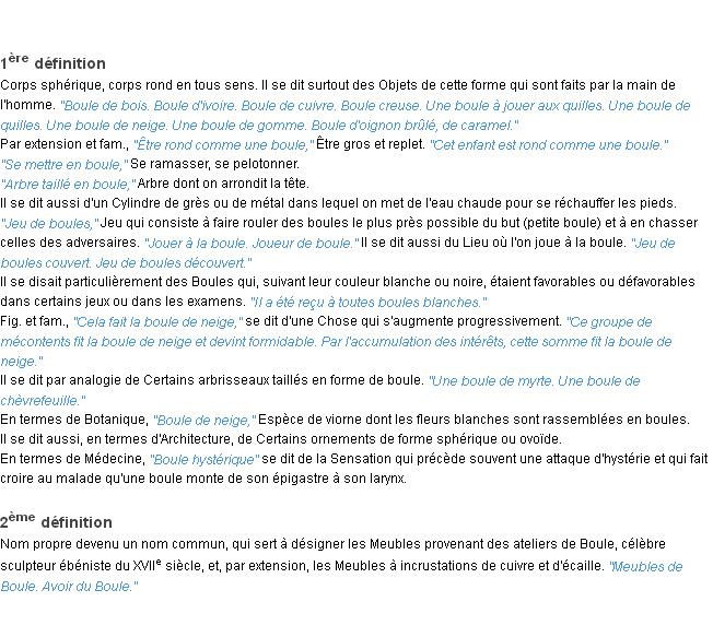Définition boule ACAD 1932